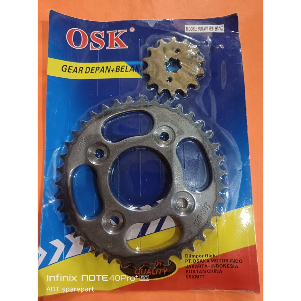 gear set depan belakang supra fit new 38T+14T osaka