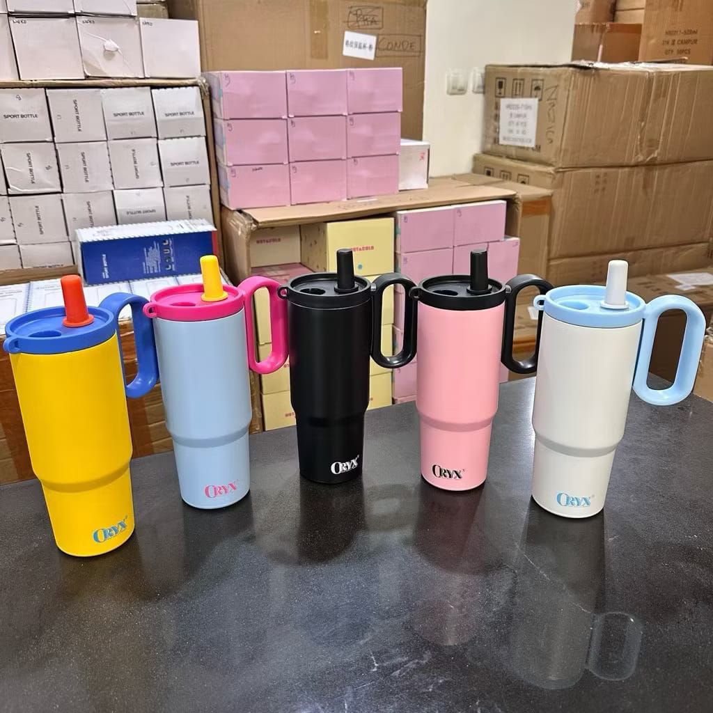Tumbler Stainless Vacum 750ml Portable Thermos Botol Minum Besar/ Aesthetic/ Tumbler Denga Sedotan