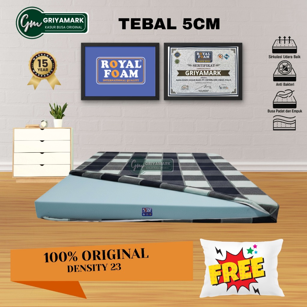 Kasur Busa Royal Foam Density 23 Garansi Resmi 15 Tahun Tebal 5