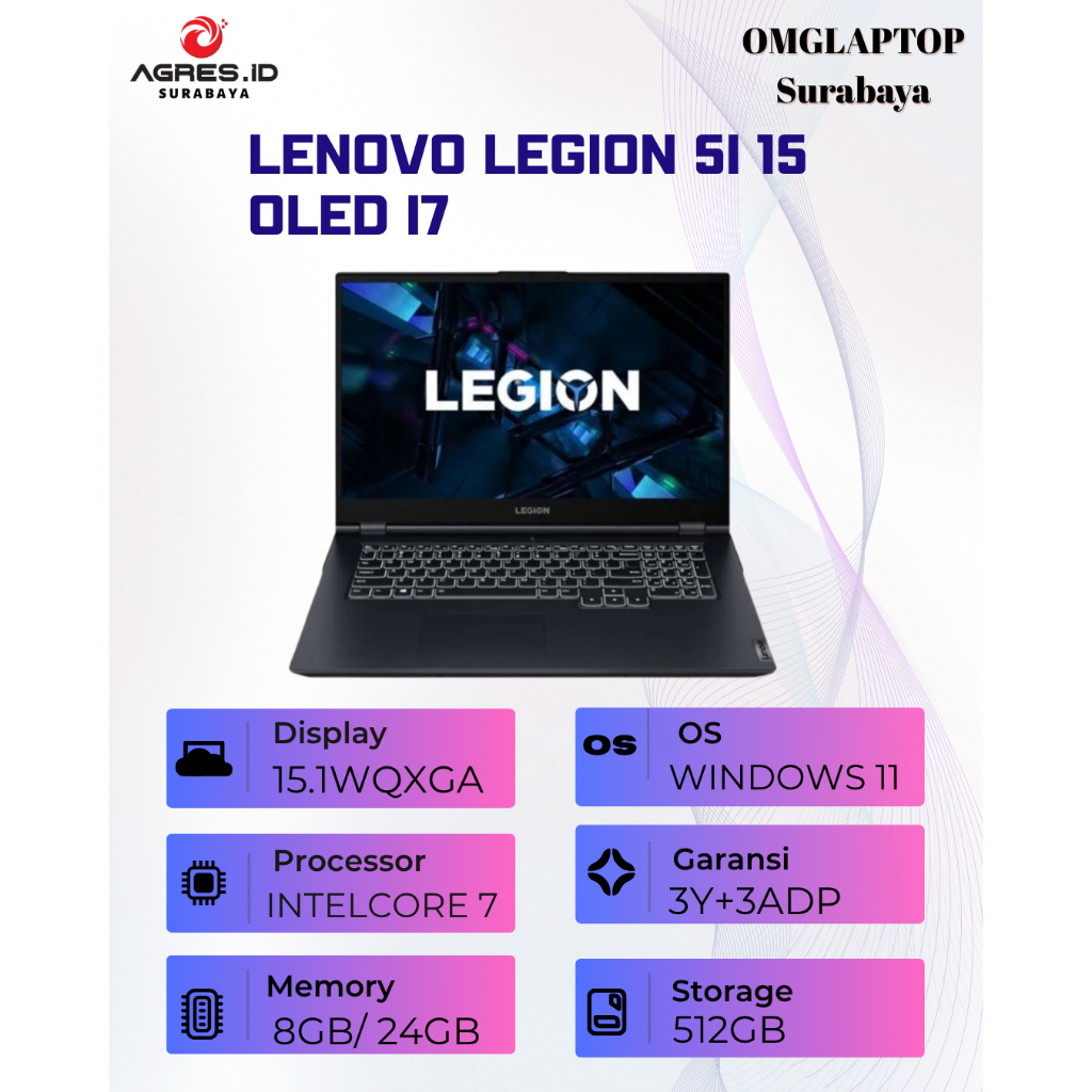 LENOVO LEGION 5I 15 OLED I7 14700HX RTX5050 8GB/ 24GB 512GB W11+OHS+M365B 15.1WQXGA 165HZ 24ZRGB 3Y+