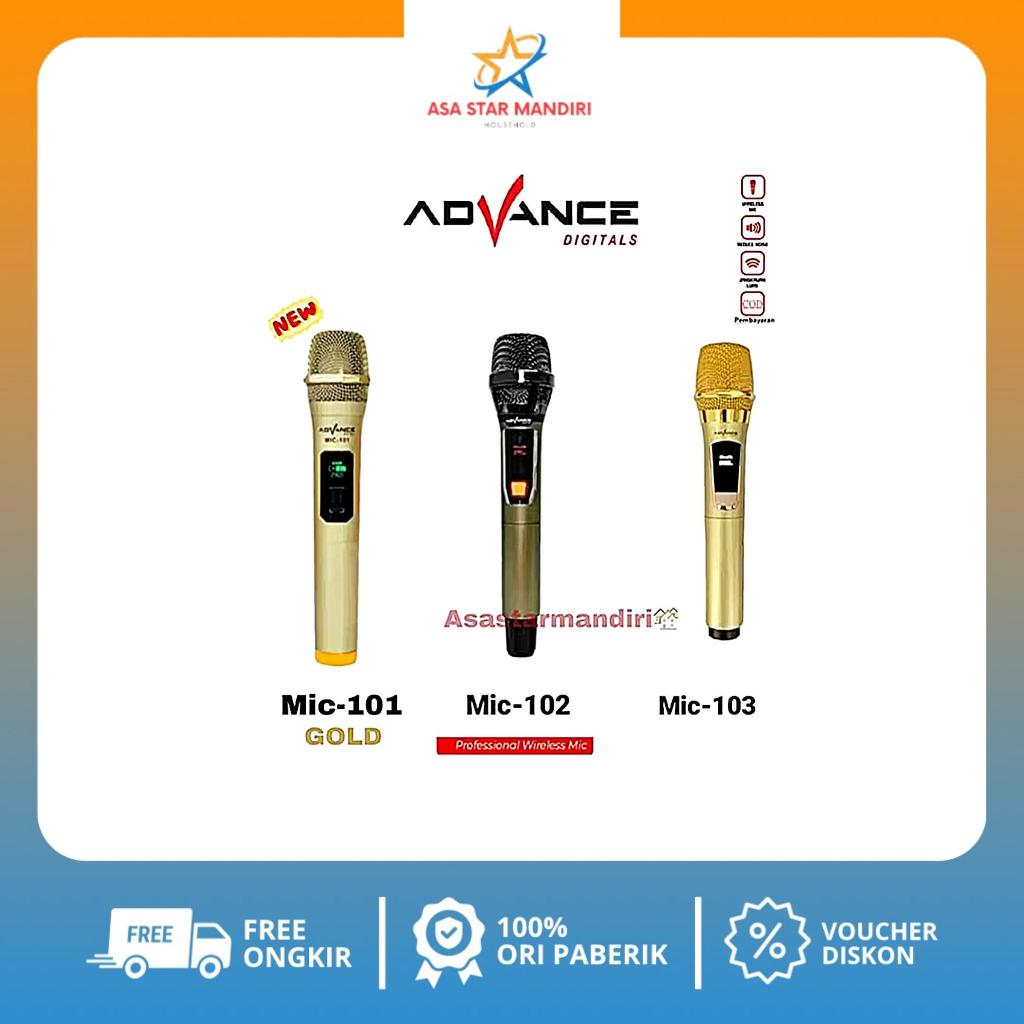 Mic Wireless/Microphone Wireless Advance/Mic Tanpa Kabel Free Baterai dan Cover Mic