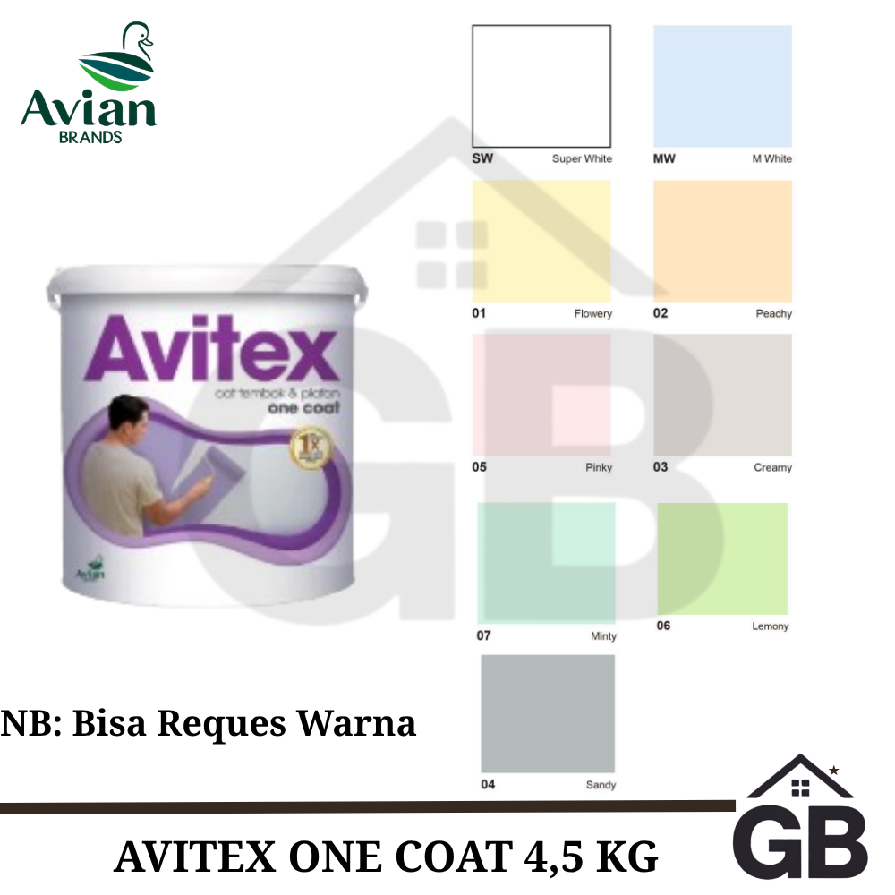 Avitex One Coat Cat Tembok & Plafon 4,5kg Avian Brands