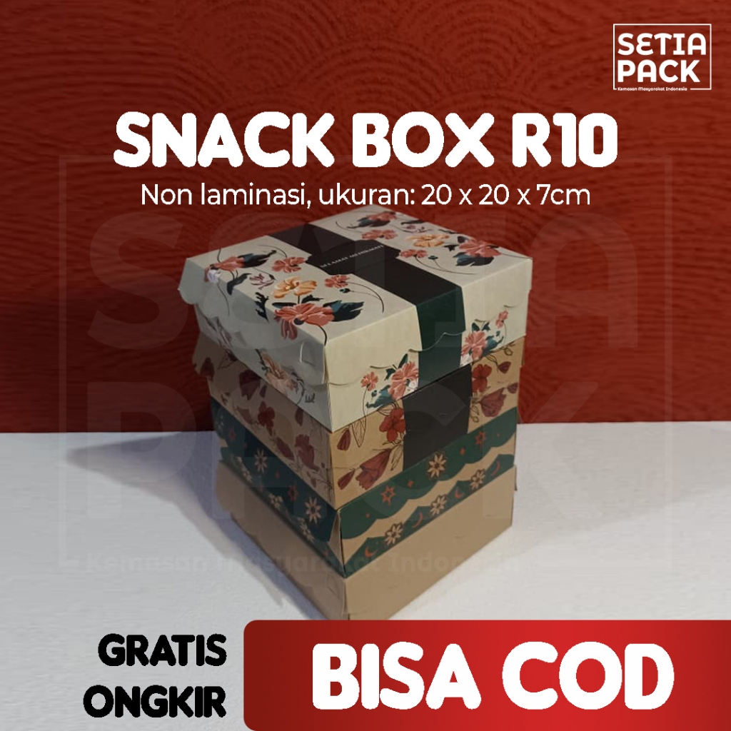 Dus Kotak Nasi Catering Renda Coklat Kraft Motif 20 x 20 NON LAMINASI Snack Box Tutup Sambung R10