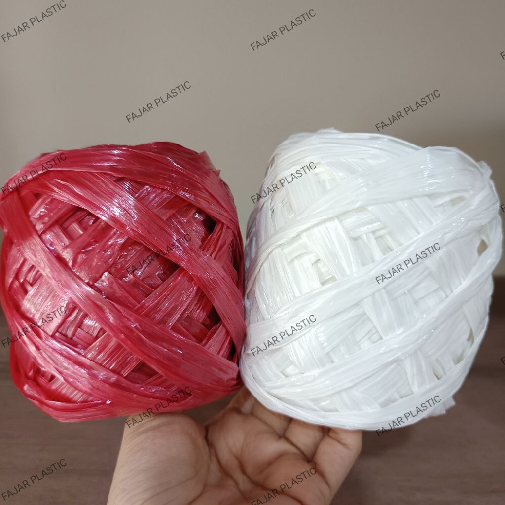 Tali Rafia Warna Glossy - Tali Plastik Warna Merah Putih Kuning Abu Hijau Orange Biru