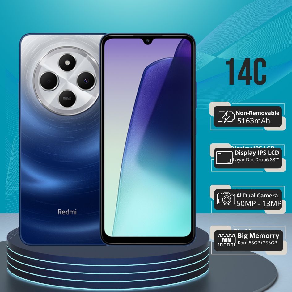 Handphone Redmi 14C NFC Ram 8+256GB ORIGINAL ANDROID