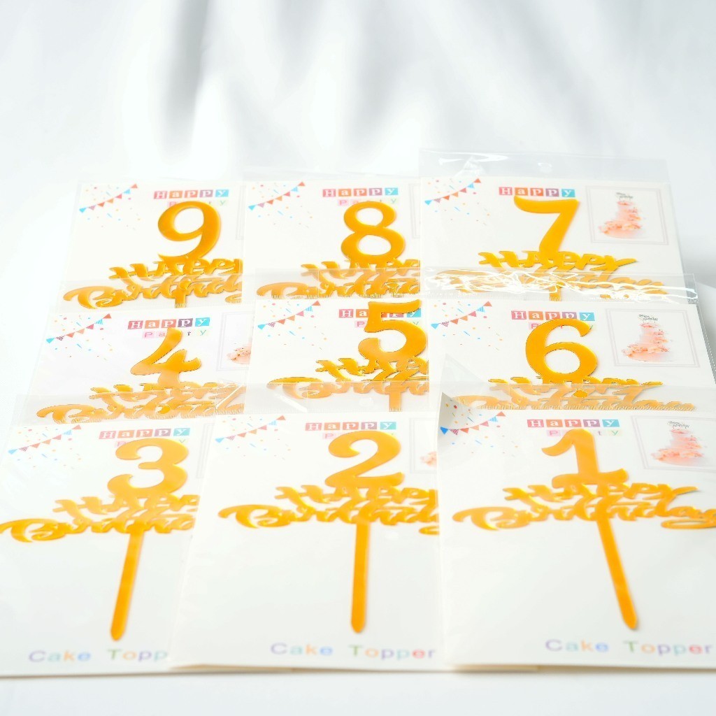 Cake Topper Happy Birthday / Dekorasi Kue Ulang Tahun Angka 1 - 9 / Angka Hiasan Kue Untuk Ulang Tah