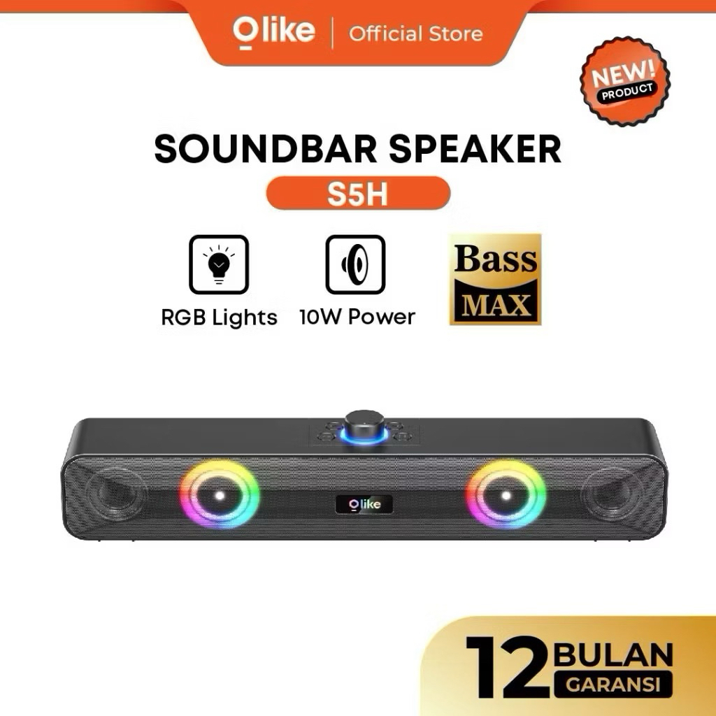 OLIKE SPEAKER SOUNDBAR S5H + RGB 1200mAh/SURROUND SOUND 10W SUBWOOFER STEREO BY OLIKE