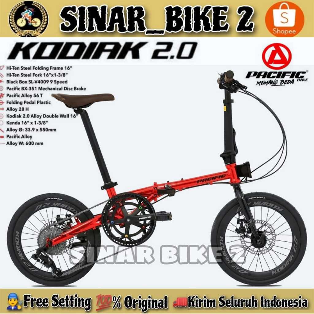 Sepeda Lipat  PACIFIC KODIAK 2.0 Ukuran 16 Inch 3x8 Speed