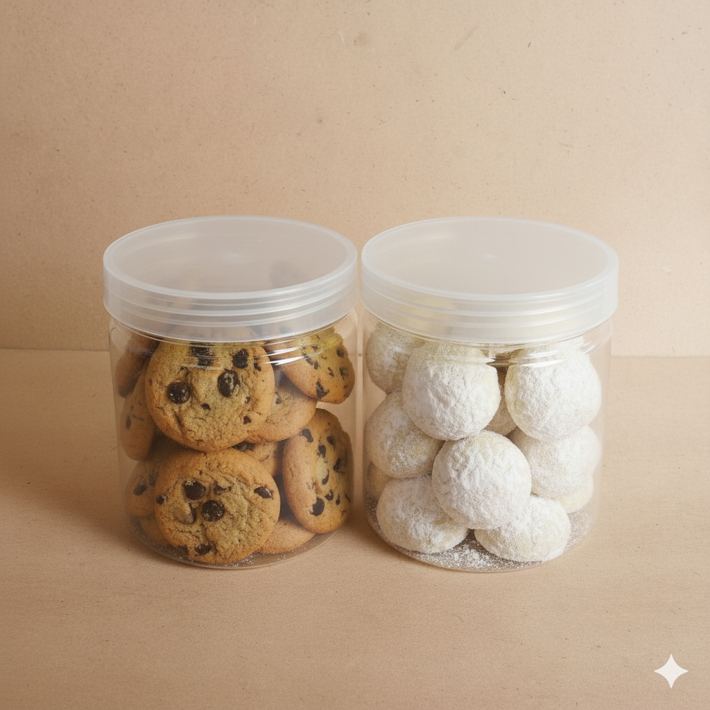 Toples Jar 500ml plastik / 500gr / toples jar cylinder 500ml / toples tabung 500ml / mika kue/ tople