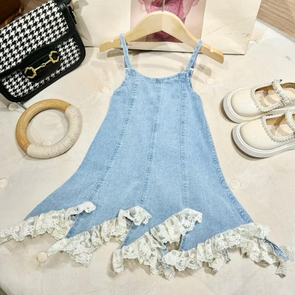 Serieskids Dress Jeans Import Anak Perempuan 6 Bulan-6 Tahun / Dress Jeans Renda Anak