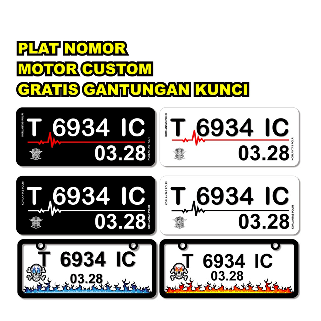 Plat Nomor Timbul Akrilik / Plat Nomor Motor Variasi Murah Original / Plat nomor motor Putih /Motor 