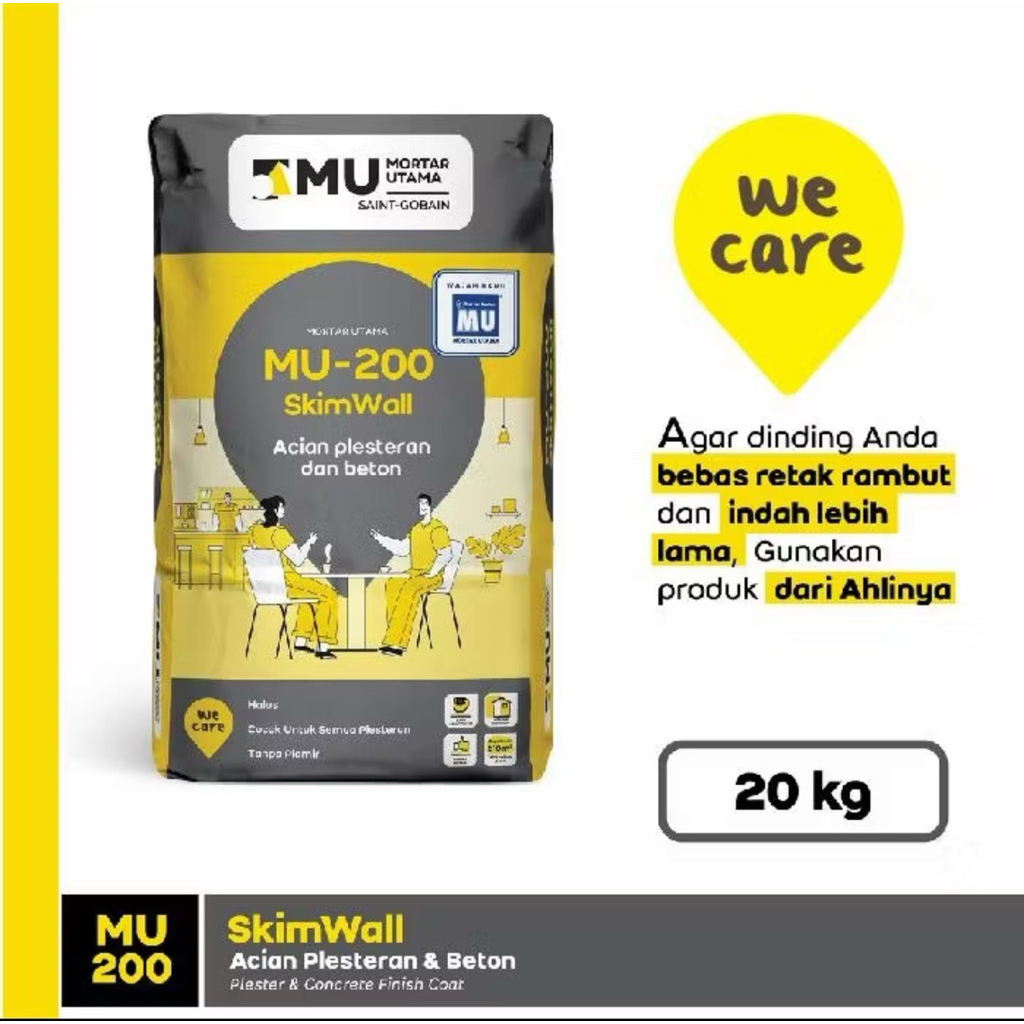 MU 200 - MORTAR UTAMA MU 200 Acian Plesteran & Beton 20KG