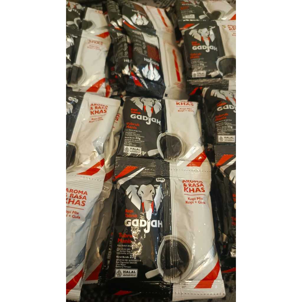 Kopi Tubruk Gajah Mix Kopi+Gula 23g Gula Terpisah 1 Sachet