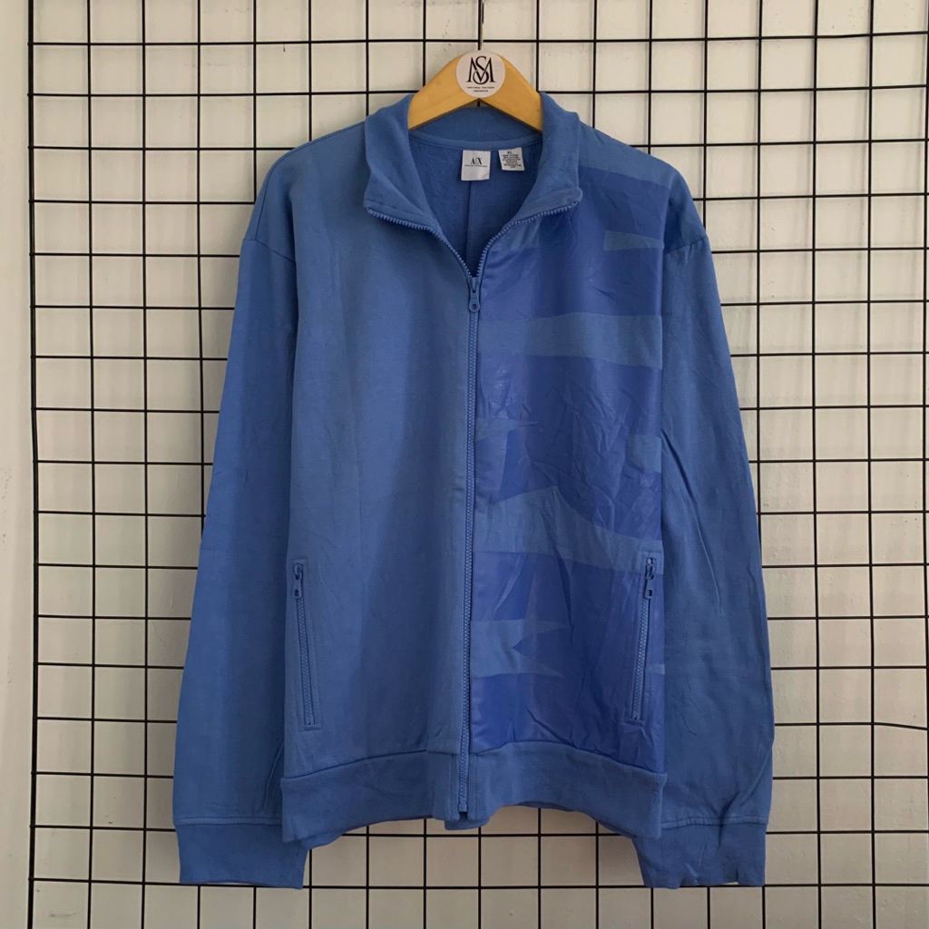 Vintage Jacket Armani Font Block Blue on Blue