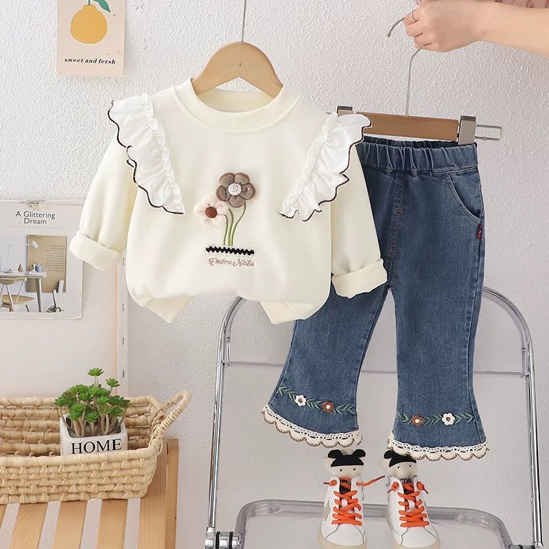 Setelan Baju & Celana Jeans Anak Perempuan Usia 1-4 Tahun | Pakaian Import Premium Anak Cewek Terbar