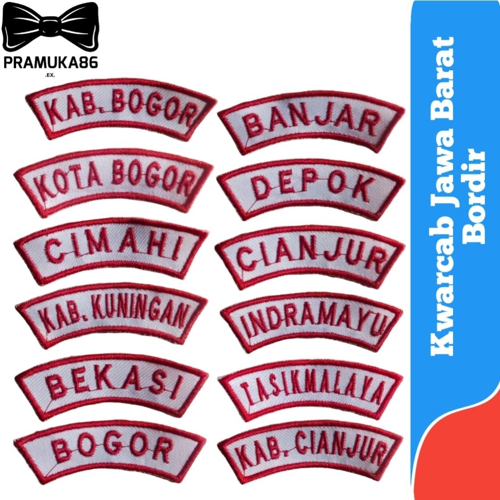 Bed Kwarcab Pramuka Jawa Barat Bordir / Badge Atribut Pramuka Kwarcab Jawa Barat / Bed Lokasi Kwarca