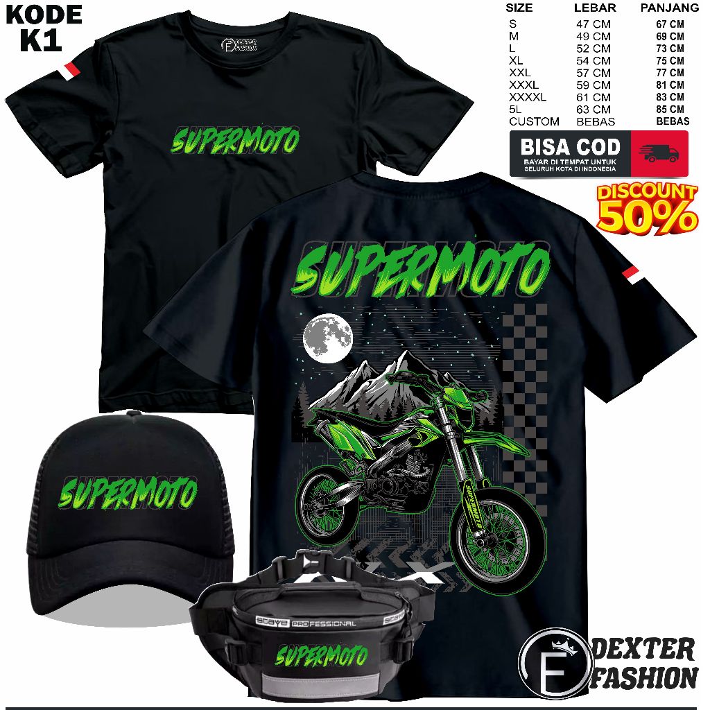 KAOS SUPERMOTO KLX GRATIS TAS DAN TOPI TERBARU BAJU KLX BAHAN BERKUALITAS | DFG Original