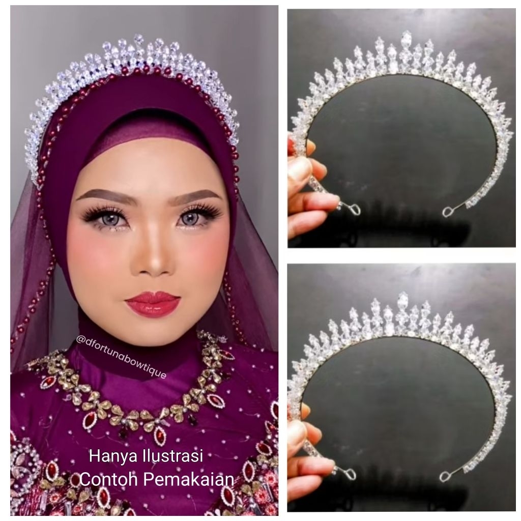 Mahkota Zircon Pengantin Ivy sampai telinga