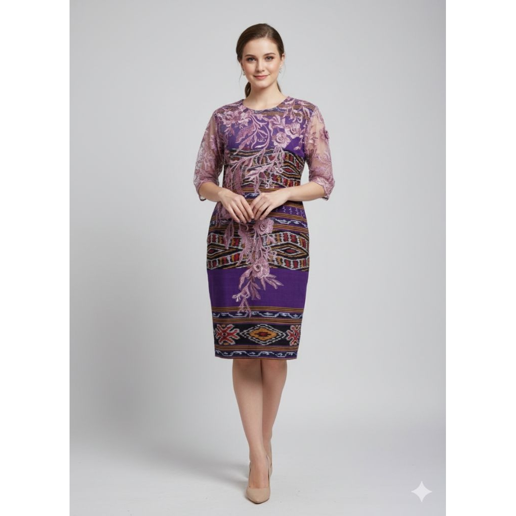 dres tenun Jepara model Delinda tenun mix brokat