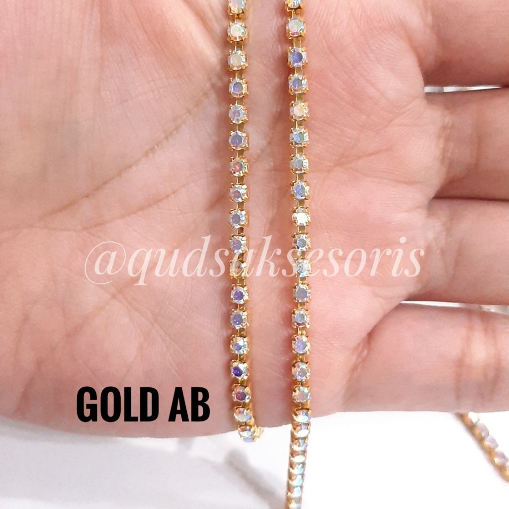 Permata cangkang renteng AB/pelangi per 1 meter