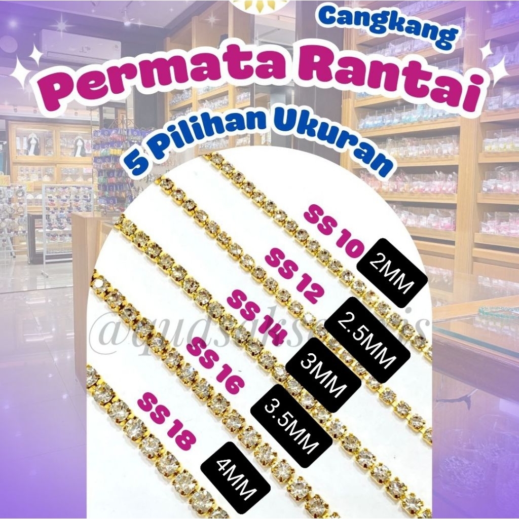 Permata cangkang renteng rapat per 1 meter