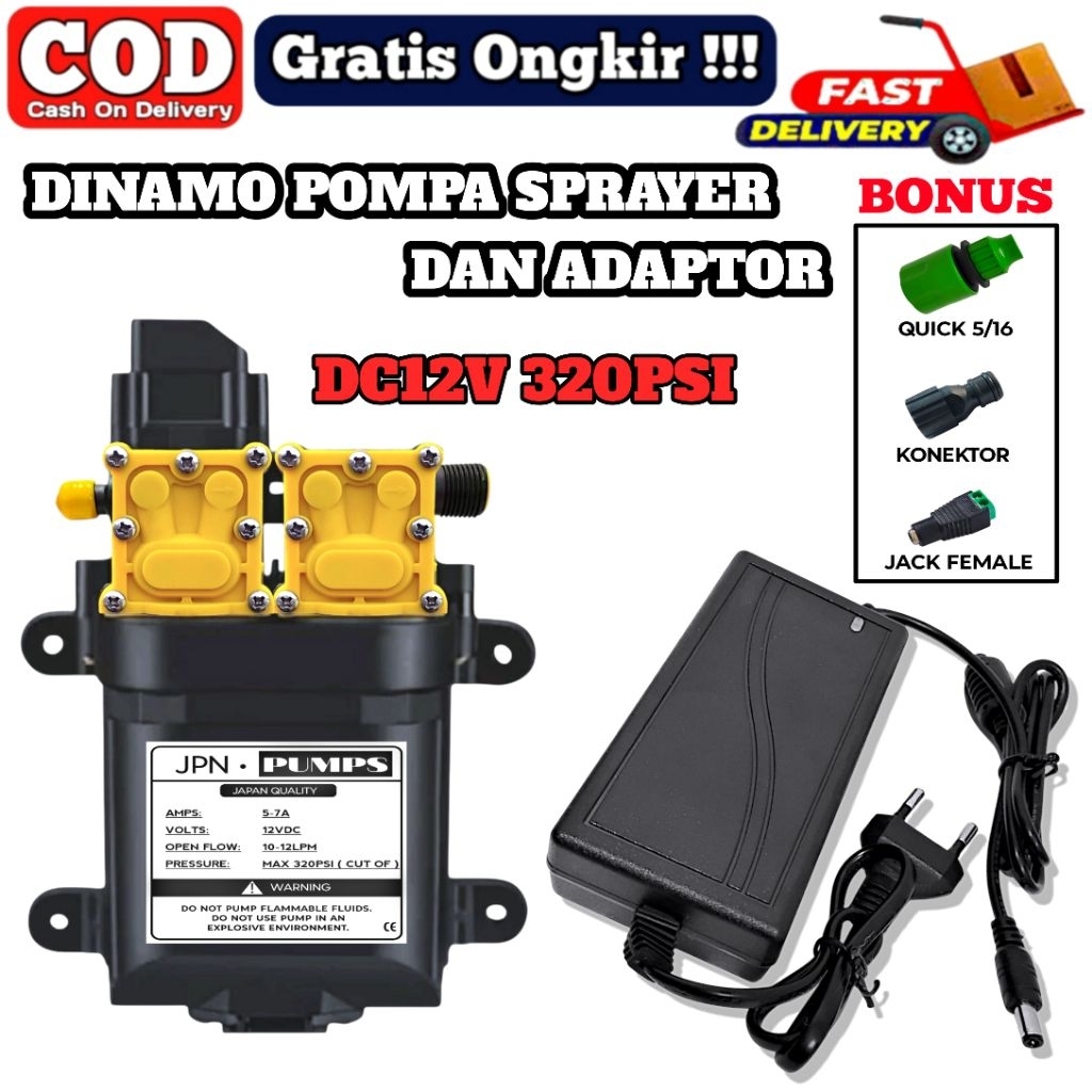 DINAMO POMPA DC 12V 320 PSI 10 LPM / POMPA AIR DC 12V HIGH PRESSURE / DINAMO POMPA AIR DC 12V DAN AD