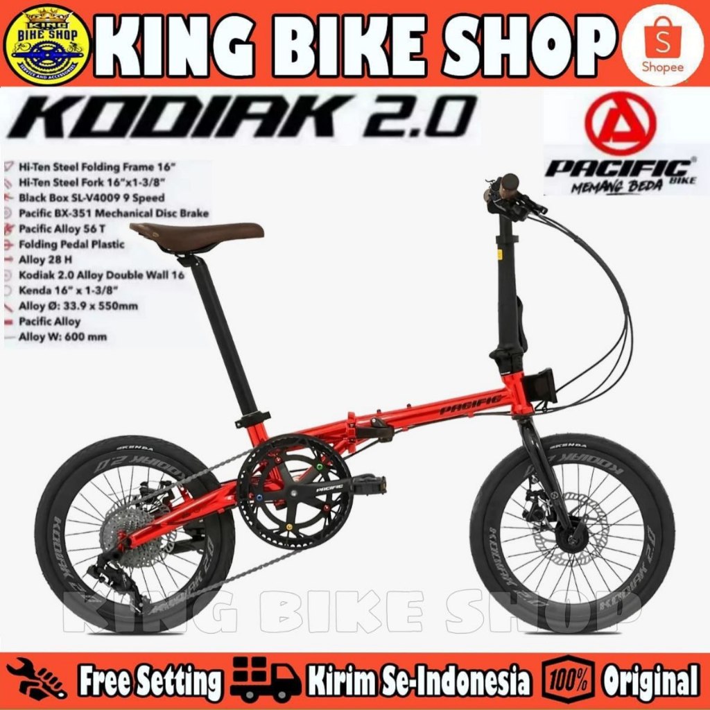 Sepeda Lipat PACIFIC KODIAK 2.0 Ukuran 16 Inch 3x8 Speed