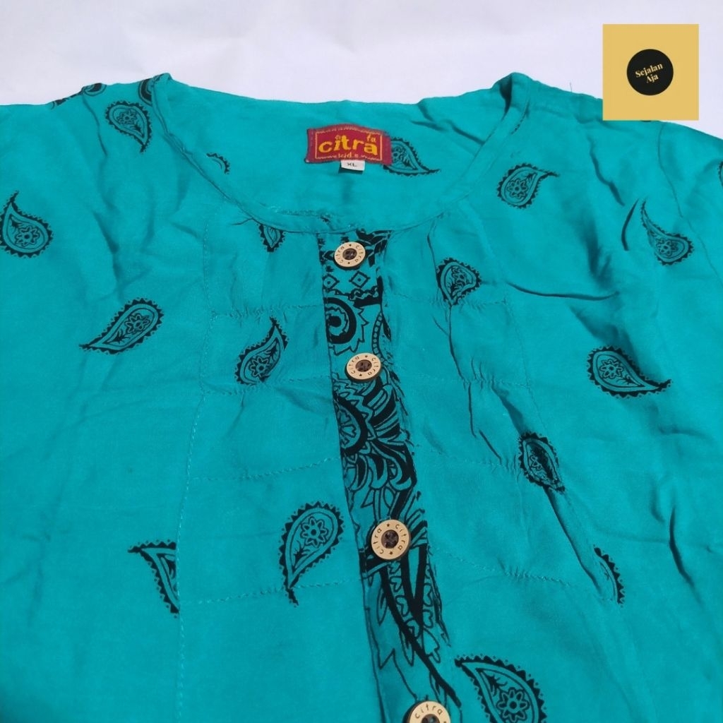 BLOUSE ATASAN MOTIF BATIK HIJAU TOSCA WANITA