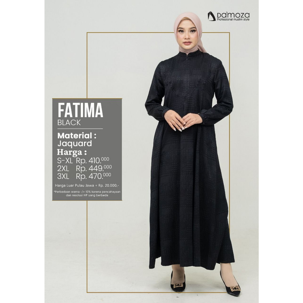 Damoza -  Dress Gamis Fatima Black JQ 025-Material Jaguar
