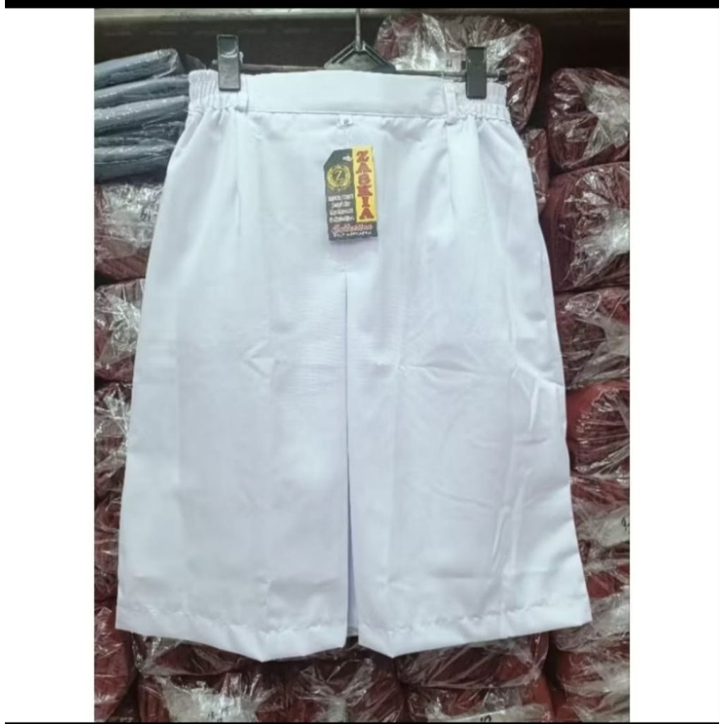 Rok Putih SMA Pendek / Rok Putih SMA Span Pendek Pinggang Karet