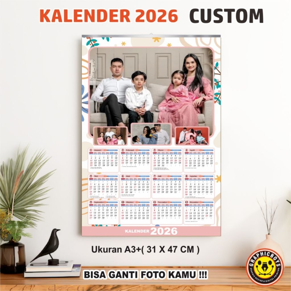 Kalender Foto Keluarga 2026 Custom , Kalender 2026 Custom Foto, Kalender 2026 Custom Aesthetic