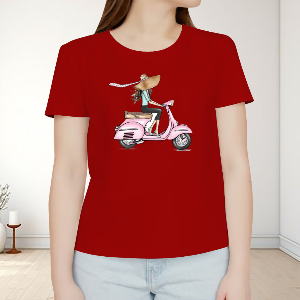 Kaos T-shirt Vespa Cewek /  Kaos atasan 2025 wanita elegan / Baju wanita model baru /  Kaos wanita j