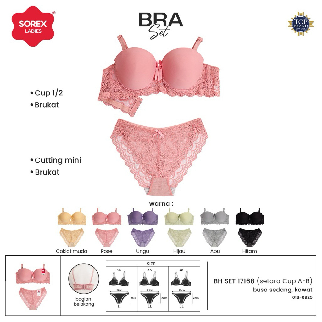 (New model) Bra set | Bh + Cd SOREX 17168 pakai kawat dan busa sedang