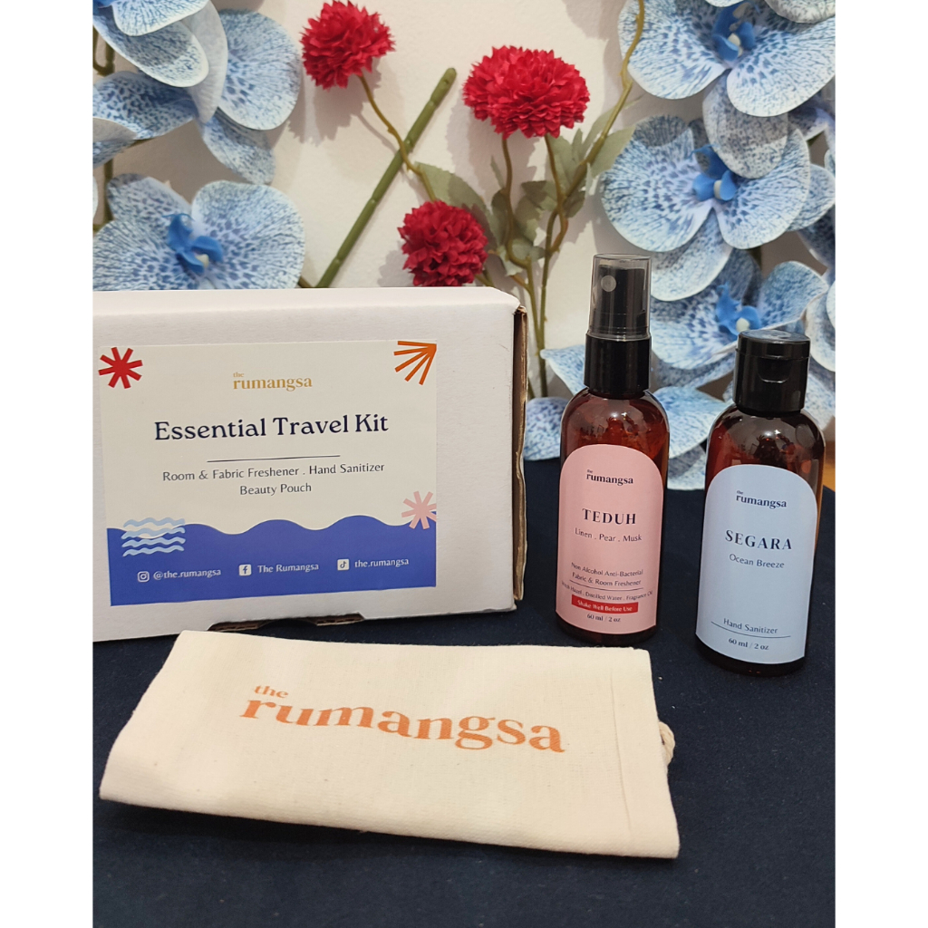 THE RUMANGSA Essentials Travel Kit (Hand Sanitizer, Room & Fabric Freshener, Pouch) Giftbox Souvenir