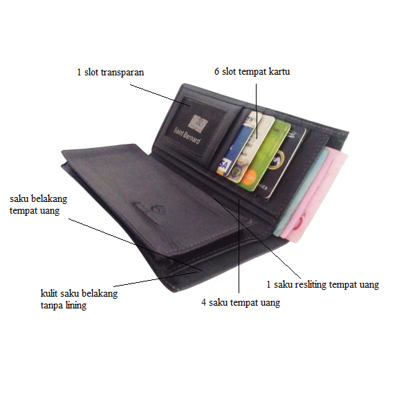 Dompet panjang Saint Bernard kulit asli untuk pria / wanita