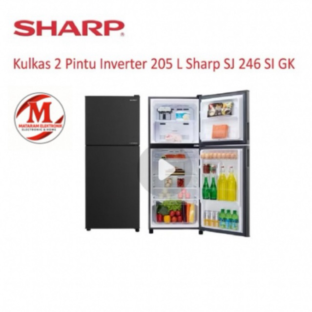SHARP KULKAS 2 PINTU INVERTER 205 LITER SJ-246SI-GK(INVERTER)