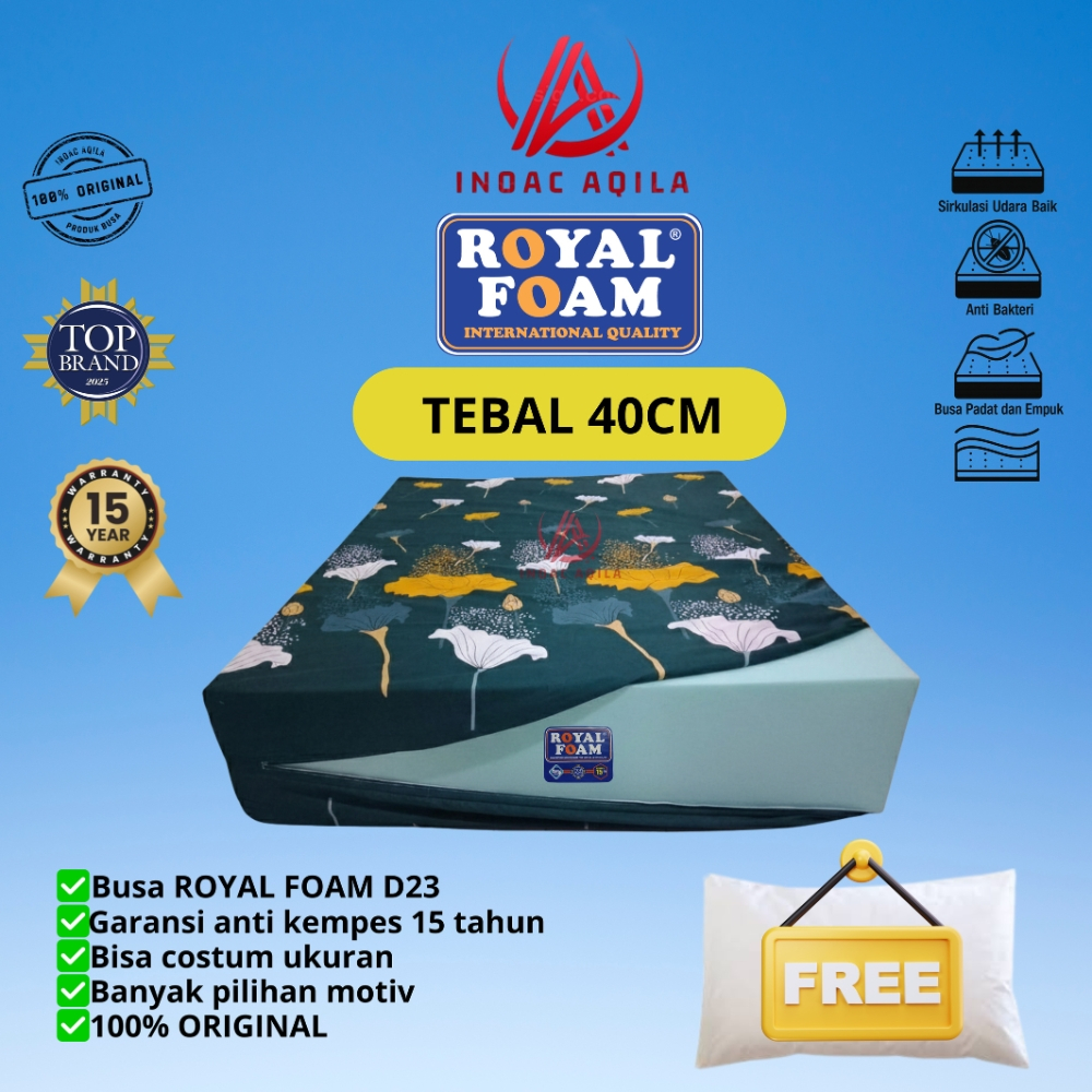 [ Tebal 40cm ] Kasur Busa Royal Foam Density 23 Garansi Resmi 15 Tahun