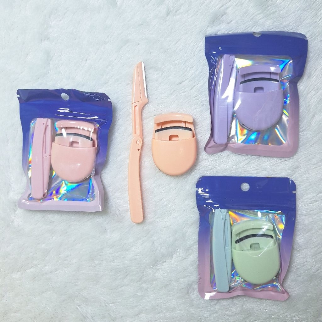 1 Set Penjepit Bulu Mata dan Pisau Alis Pelentik Bulu Mata Pisau Cukur Alis