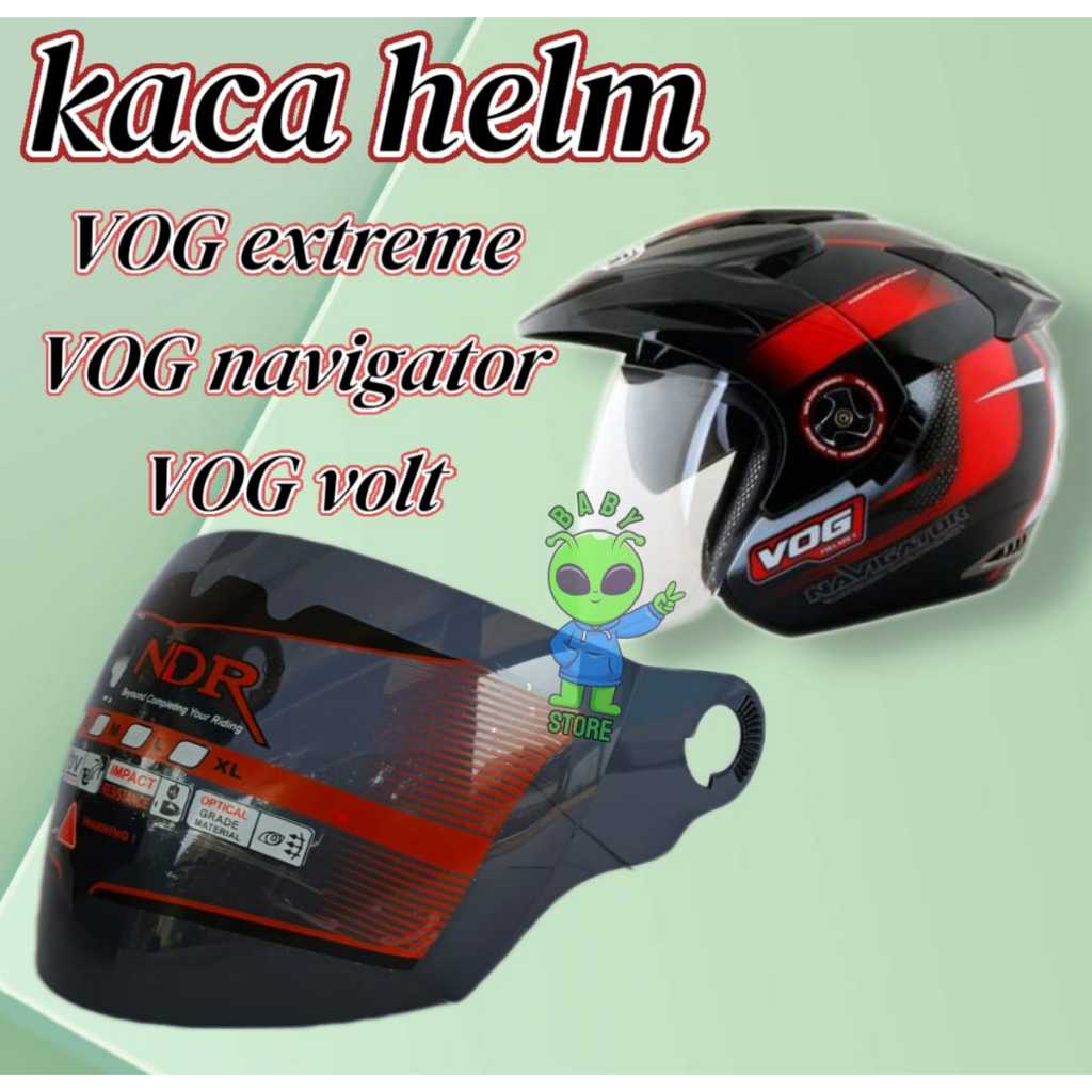Kaca visor helm VOG navigator, kaca vog extreme, kaca vog volt anti buram