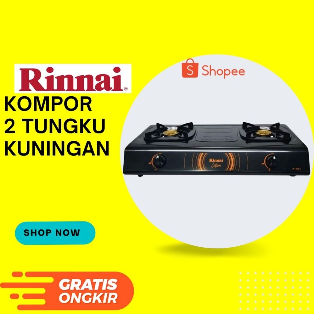 Kompor Gas Rinnai 2 Tungku Ceflon RI-522C