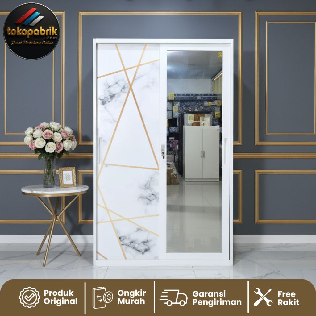 Lemari Baju Besi 2 Pintu Sliding - Lemari Pakaian 3 Pintu Sliding Lemari Baju Murah Bandung Jakarta