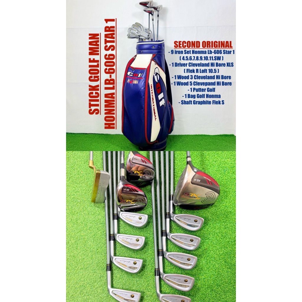 set stick golf honma lb-606 bekas original lengkap bag golf