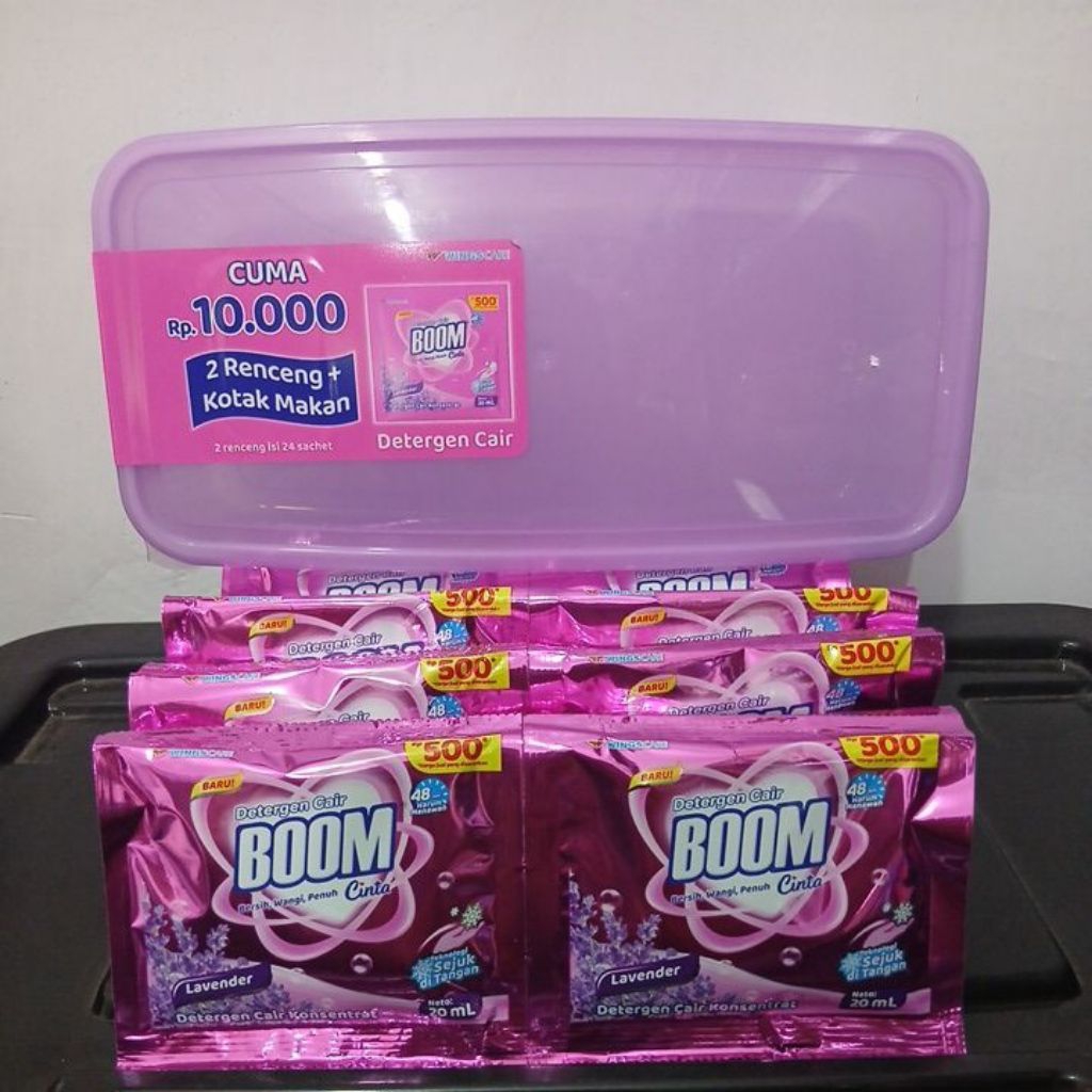 Boom Sabun Cuci Baju Cair Gratis Kotak isi 24 Sachet