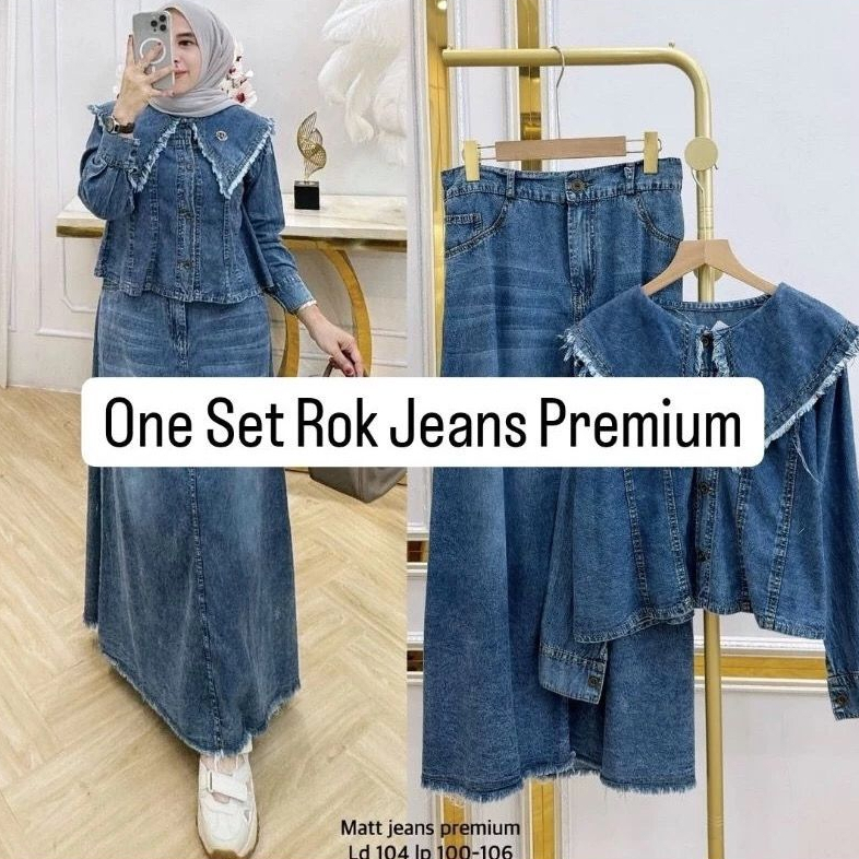 Fashion Muslim. Pakaian Wanita. Baju Wanita. One Set. One set jeans Premium
