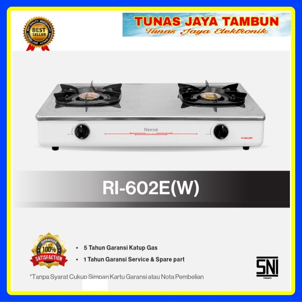 KOMPOR GAS RINNAI RI 602 E  (W) / KOMPOR GAS RINNAI 2 TUNGKU RI602E(W) / RINNAI RI-602E(W)