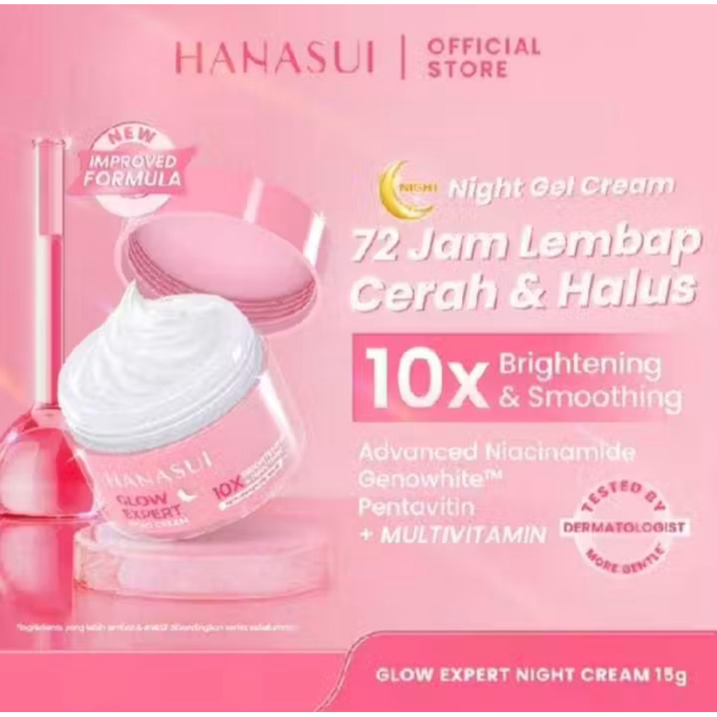 HANASUI glow expert day cream night cream gel krim siang krim malam