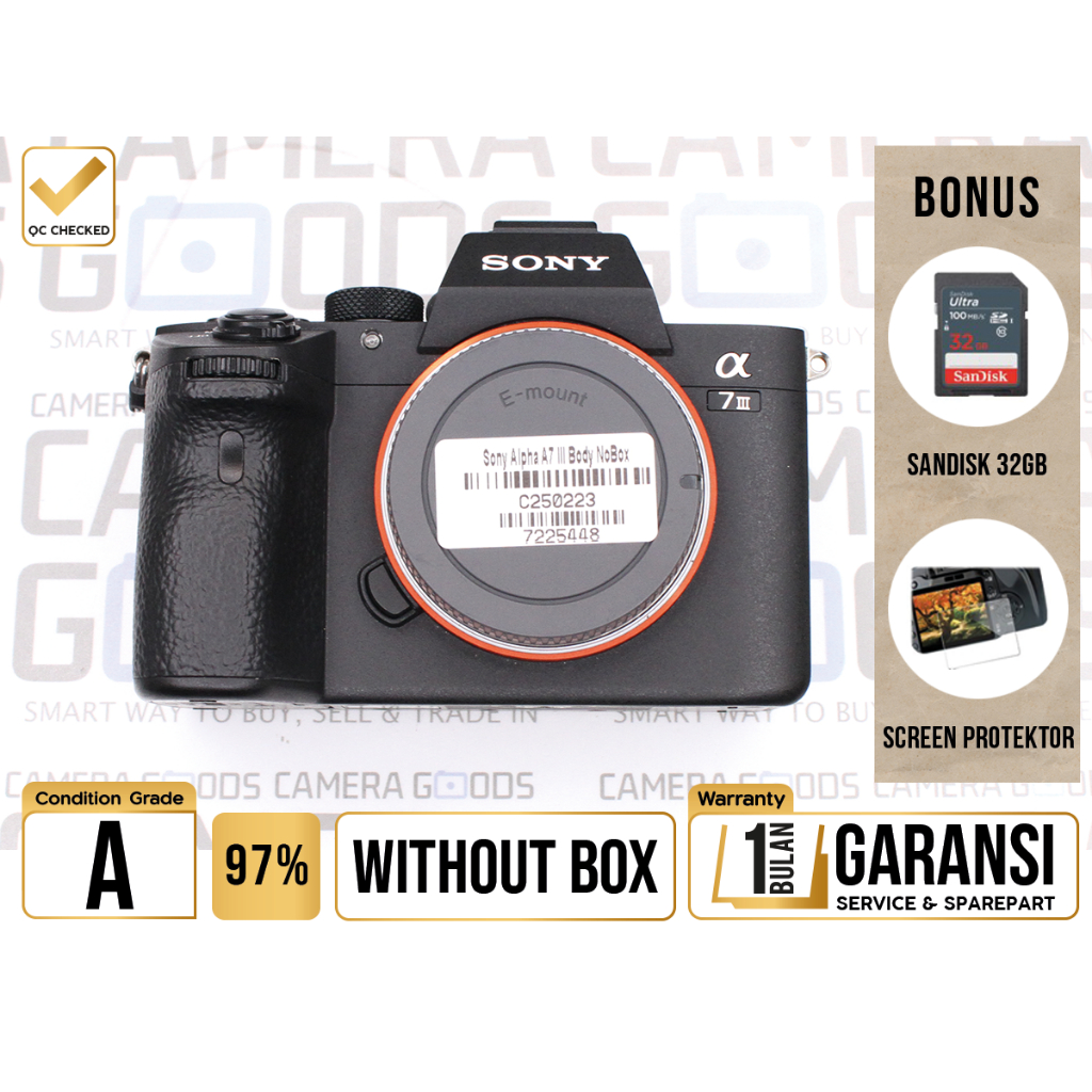 Kamera Sony Alpha A7 III Full Frame Camera Digital Mirrorless  - C250223 Second Bekas Grade A / Sony