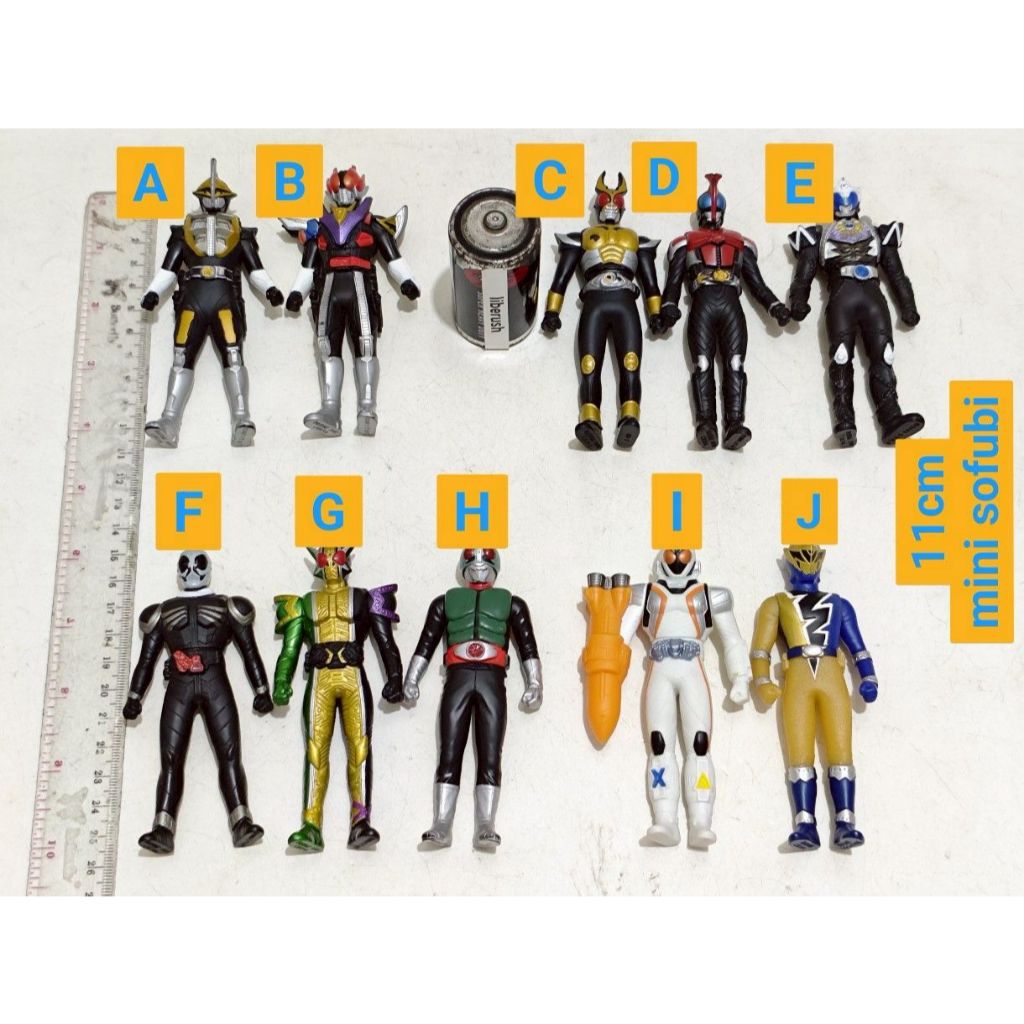 (Per pcs) 4" Mini sofubi 11 cm bandai kamen rider den o axe climax , agito , kabuto , saga , skull ,