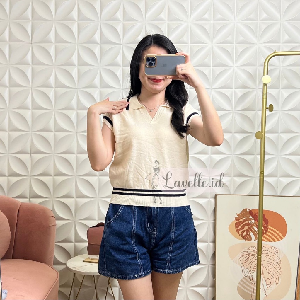 LAVELLE Thea Top Knitwear OK Lengan Pendek