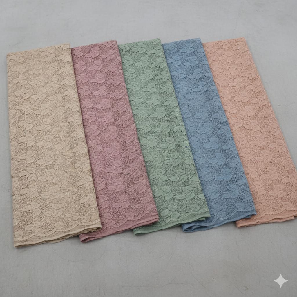 Kain lace / brokat polos motif daun